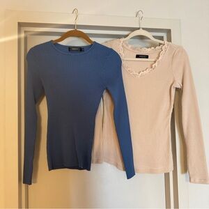 Bundle of 2 Zesica long sleeve ribbed tops